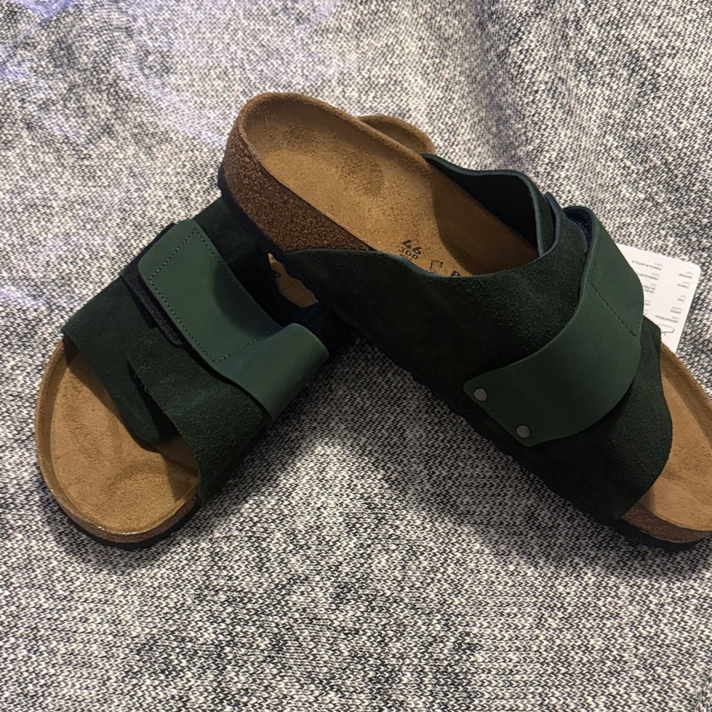 Birkenstock Mountain Green Suede Kyoto Slides
